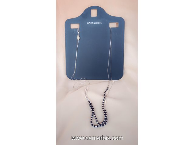 Collier (chaine) / Bijoux pour femmes avec perles noires (Bij0004) - 33431