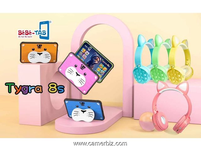 Bebe Tygra-8s Tablette éducative pour enfants - 4 Go / 128 Go - 5000 mAh Single Sim avec écouteurs - 33582
