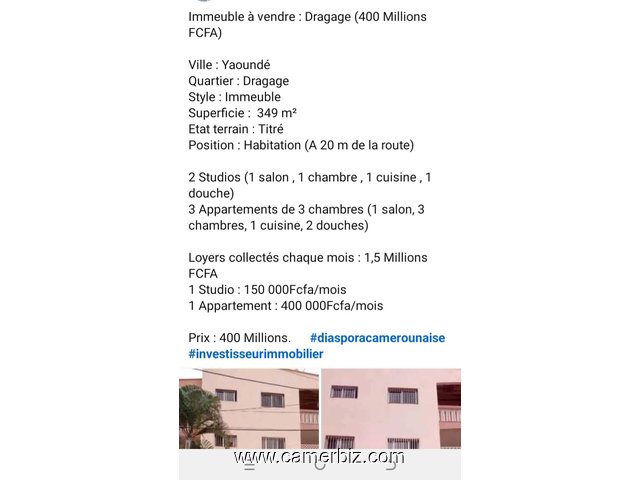 Immeuble à vendre à Dragage Yaoundé - 34686