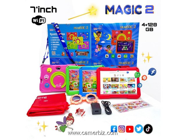 Bebe-Tab Magic 2 - Tablette educative incassable – 7 Pouces – 4GB RAM/ 128Go – Jeux + Sac Dos Offert - 35217